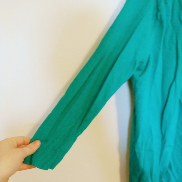 New York & Company blue green lightweight button up cardigan size small. Some pi - Picture 2 of 5